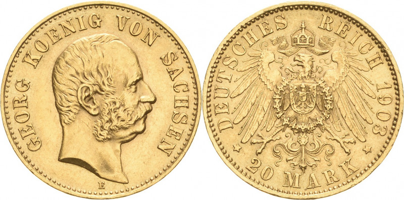 Sachsen
Georg 1902-1904 20 Mark 1903 E Jaeger 266 Fast vorzüglich