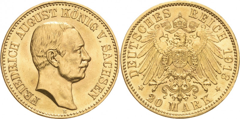 Sachsen
Friedrich August III. 1904-1918 20 Mark 1913 E Jaeger 268 Selten, beson...