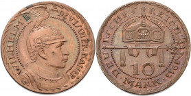 Proben und Abschläge Preußen
 10 Mark o.J. (K. Goetz) Kupfer, Rand glatt Schaaf ad 253 a G2 Kienast -, vgl. 76 3.38 g. Kl. Kratzer, vorzüglich-Stempe...
