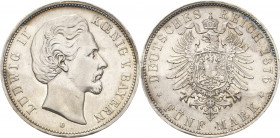 Bayern
Ludwig II. 1864-1886 5 Mark 1876 D Jaeger 42 Sehr schön-vorzüglich
