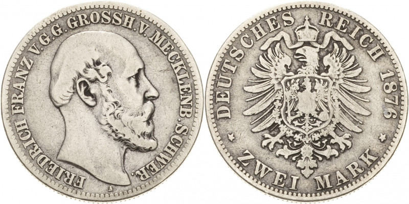 Mecklenburg-Schwerin
Friedrich Franz II. 1842-1883 2 Mark 1876 A Jaeger 84 Schö...