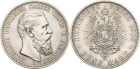 Preußen
Friedrich III. 1888 5 Mark 1888 A Jaeger 99 Fast vorzüglich
