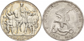 Preußen
Wilhelm II. 1888-1918 3 Mark 1913 (A) Befreiungskriege Jaeger 110 Prachtvolles Exemplar mit feiner Patina. Fast Stempelglanz