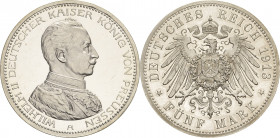 Preußen
Wilhelm II. 1888-1918 5 Mark 1913 A Uniform Jaeger 114 Avers kl. Kratzer, Polierte Platte