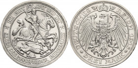 Preußen
Wilhelm II. 1888-1918 3 Mark 1915 A Mansfeld Jaeger 115 Prachtvolles Exemplar. Kl. Randfehler, prägefrisch