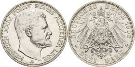 Reuss-Ältere Linie
Heinrich XXIV. 1902-1918 3 Mark 1909 A Jaeger 119 Kl. Randfehler, fast vorzüglich/vorzüglich-Stempelglanz
