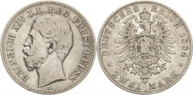 Reuss-Jüngere Linie
Heinrich XIV. 1867-1913 2 Mark 1884 A Jaeger 120 Fast sehr schön