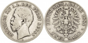 Reuss-Jüngere Linie
Heinrich XIV. 1867-1913 2 Mark 1884 A Jaeger 120 Schön-sehr schön