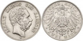 Sachsen
Albert 1873-1902 2 Mark 1895 E Jaeger 124 Sehr schön-vorzüglich