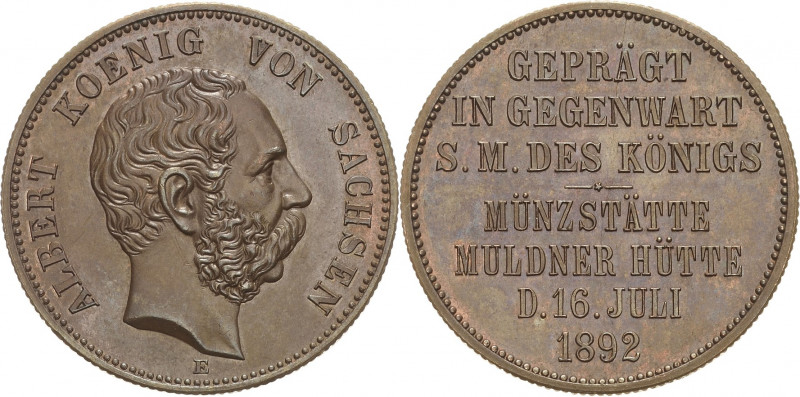 Sachsen
Albert 1873-1902 Gedenkprägung in 2 Mark-Größe 1892 E Münzbesuch - Bron...