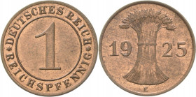 Kleinmünzen
 1 Reichspfennig 1925 E Jaeger 313 Prachtvolles Exemplar. Fast Stempelglanz