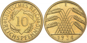 Kleinmünzen
10 Reichspfennig 1934 E Jaeger 317 Sehr selten in dieser Erhaltung. Polierte Platte