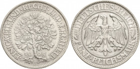 Gedenkausgaben
 5 Reichsmark 1928 F Eichbaum Jaeger 331 Kl. Randfehler, vorzüglich-Stempelglanz
