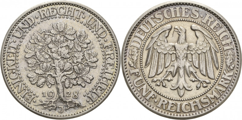 Gedenkausgaben
 5 Reichsmark 1928 J Eichbaum Jaeger 331 Fast vorzüglich