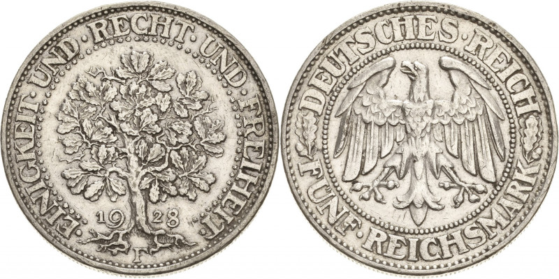 Gedenkausgaben
 5 Reichsmark 1928 F Eichbaum Jaeger 331 Sehr schön