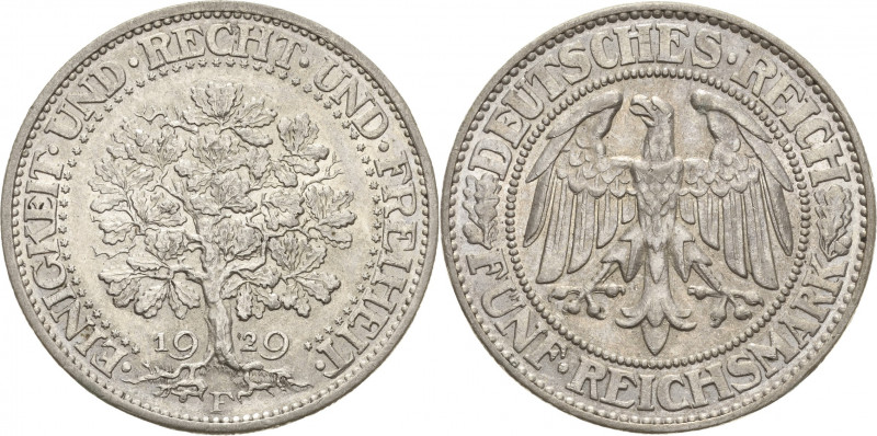 Gedenkausgaben
 5 Reichsmark 1929 F Eichbaum Jaeger 331 Vorzüglich-Stempelglanz...