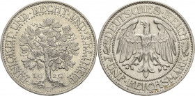 Gedenkausgaben
 5 Reichsmark 1929 G Eichbaum Jaeger 331 Kl. Randfehler, vorzüglich-prägefrisch