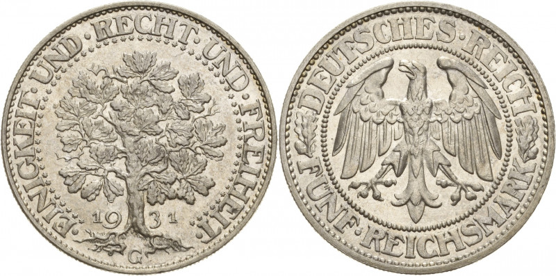 Gedenkausgaben
 5 Reichsmark 1931 G Eichbaum Jaeger 331 Selten. Vorzüglich-Stem...