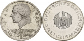 Gedenkausgaben
 3 Reichsmark 1929 F Lessing Jaeger 335 Vom poliertem Stempel Kl. Kratzer, vorzüglich-Stempelglanz
