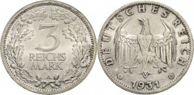 Gedenkausgaben
 3 Reichsmark 1931 A Kursmünze Jaeger 349 Prägefrisch