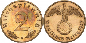 Kleinmünzen
 2 Reichspfennig 1937 A Jaeger 362 Selten in dieser Erhaltung. Minimal berührt, Polierte Platte