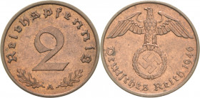 Kleinmünzen
 2 Reichspfennig 1940 A Jaeger 362 Fast Stempelglanz