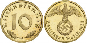 Kleinmünzen
10 Reichspfennig 1936 G Jaeger 364 Äußerst selten in dieser Erhaltung. Winz. Kratzer, Polierte Platte