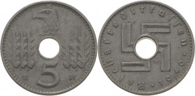 Münzen der Reichskreditkassen
 5 Reichspfennig 1940 F Jaeger 618 Sehr selten. Kl. Kratzer, fast vorzüglich