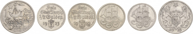 Danzig
Lot-3 Stück Gulden 1923 und 1/2 Gulden 1923 (2x) Sehr schön-vorzüglich+...