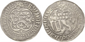 Sachsen - Das Kurfürstentum
Kurfürst Friedrich II. mit Herzog Wilhelm (III.) 1440-1464 Schwertgroschen o.J (1457/1467), Rose-Freiberg Mehner 14/27 Kr...