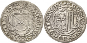Sachsen-Kurlinie ab 1486 bis 1547 (Ernestiner)
Friedrich III., Albrecht und Johann 1486-1500 Halber Schwertgroschen o.J. (ab 1497), beiderseits 5-str...