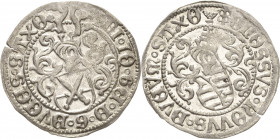 Sachsen-Kurlinie ab 1486 bis 1547 (Ernestiner)
Friedrich III., Georg und Johann 1500-1507 Zinsgroschen o.J. Doppellilie-Freiberg Keilitz 57 Keilitz/K...