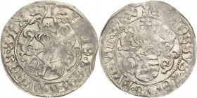 Sachsen-Kurlinie ab 1486 bis 1547 (Ernestiner)
Friedrich III., Georg und Johann 1500-1507 Zinsgroschen o.J. Doppellilie-Freiberg Umschrift endet: SAX...