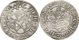 Sachsen-Kurlinie ab 1486 bis 1547 (Ernestiner)
Friedrich III., Johann und Georg 1507-1525 Zinsgroschen o.J. T-Buchholz Umschrift endet: SAXO/SAXON Ke...