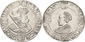 Sachsen-Kurlinie ab 1486 bis 1547 (Ernestiner)
Johann der Beständige und Georg 1525-1530 Guldengroschen o.J. Kleeblatt-Annaberg Keilitz 86 Schnee 51 ...