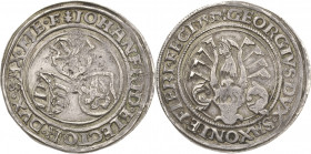 Sachsen-Kurlinie ab 1486 bis 1547 (Ernestiner)
Johann Friedrich und Georg 1534-1539 1/2 Guldengroschen 1537, Morgenstern-Annaberg Keilitz 132 Keilitz...