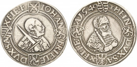 Sachsen-Kurlinie ab 1486 bis 1547 (Ernestiner)
Johann Friedrich und Heinrich 1539-1541 Guldengroschen 1540, Doppellilie-Freiberg Keilitz 153 Schnee 9...