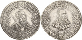 Sachsen-Kurlinie ab 1486 bis 1547 (Ernestiner)
Johann Friedrich und Heinrich 1539-1541 Guldengroschen 1541, Kreuz im Kreis-Annaberg Keilitz 152 Schne...