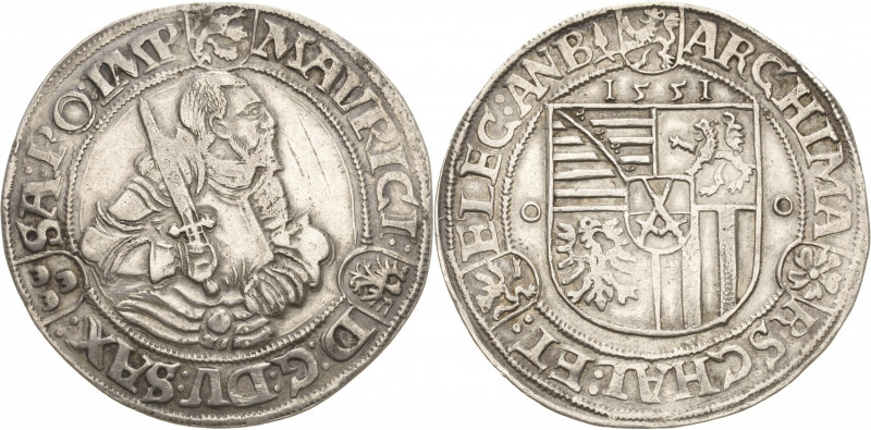 Sachsen-Kurlinie ab 1547 (Albertiner)
Moritz 1547-1553 Taler 1551, Eichel-Annab...