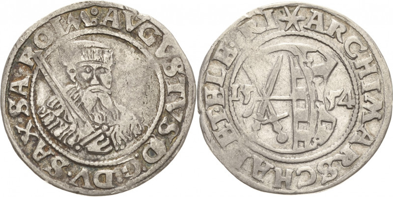 Sachsen-Kurlinie ab 1547 (Albertiner)
August 1553-1586 1/4 Taler 1554, Stern-Fr...