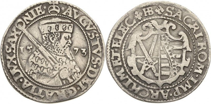 Sachsen-Kurlinie ab 1547 (Albertiner)
August 1553-1586 1/4 Taler 1573, HB-Dresd...