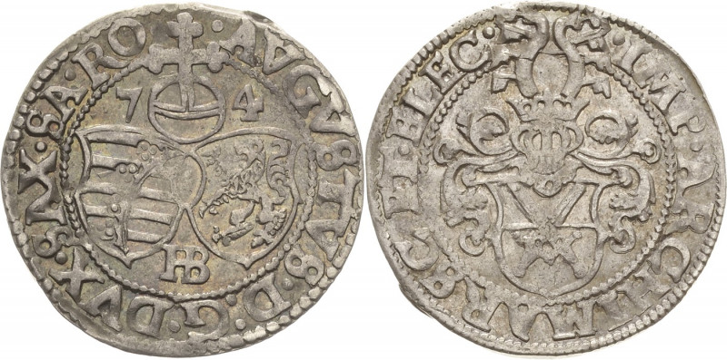 Sachsen-Kurlinie ab 1547 (Albertiner)
August 1553-1586 1/24 Taler (Groschen) 15...