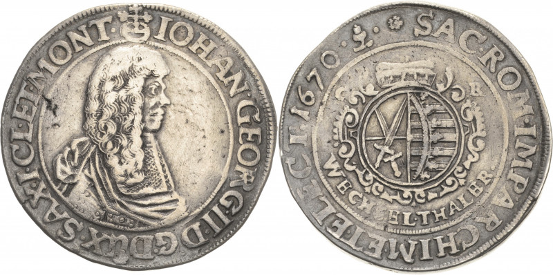 Sachsen-Kurlinie ab 1547 (Albertiner)
Johann Georg II. 1656-1680 Taler 1670, CR...