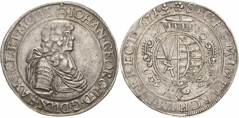 Sachsen-Kurlinie ab 1547 (Albertiner)
Johann Georg II. 1656-1680 Taler 1671, CR...