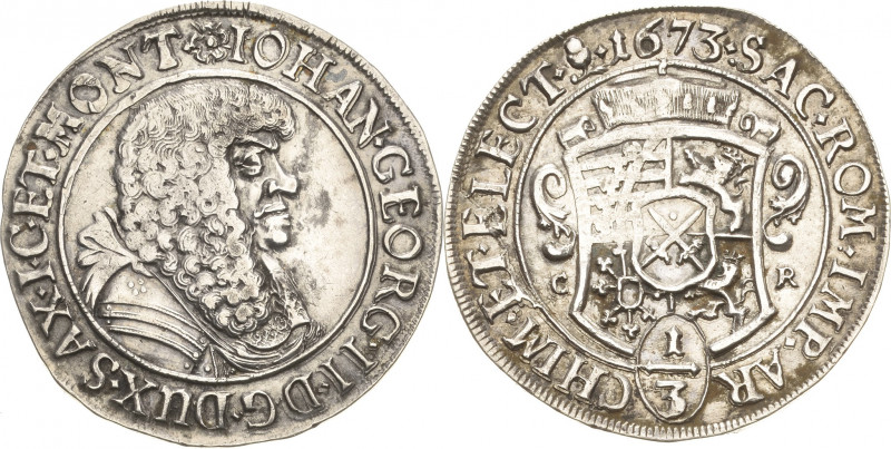 Sachsen-Kurlinie ab 1547 (Albertiner)
Johann Georg II. 1656-1680 1/3 Taler 1672...