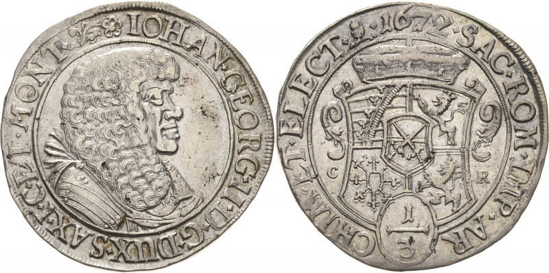 Sachsen-Kurlinie ab 1547 (Albertiner)
Johann Georg II. 1656-1680 1/3 Taler 1672...