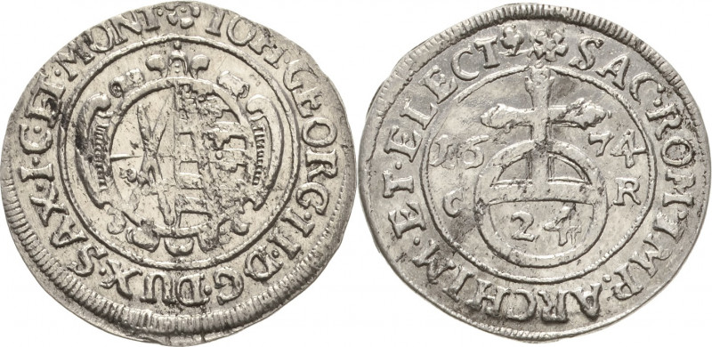 Sachsen-Kurlinie ab 1547 (Albertiner)
Johann Georg II. 1656-1680 1/24 Taler (Gr...