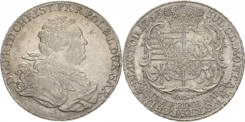 Sachsen-Kurlinie ab 1547 (Albertiner)
Friedrich Christian 1763 Taler 1763, FWôF...