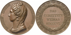 Sachsen-Weimar-Eisenach
Carl August 1775-1828 Bronzemedaille 1806 (A. Bovy) "Das gerettete Weimar". Brustbild der Großherzogin Luise mit Schleier nac...