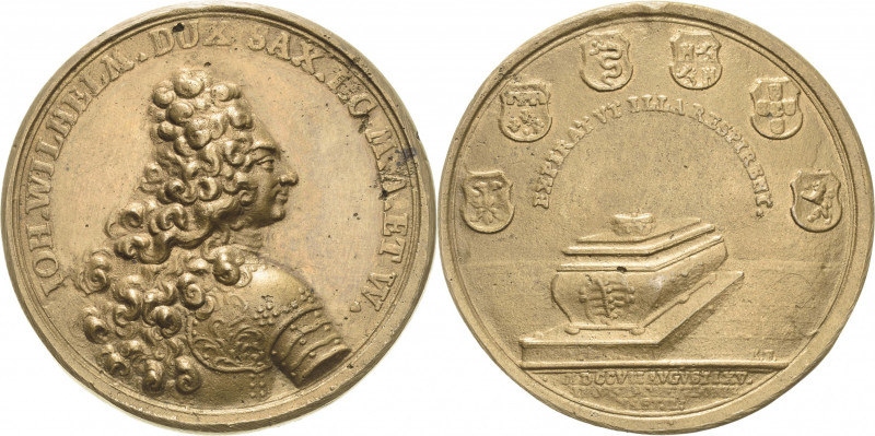 Sachsen-Gotha (Gotha-Altenburg)
Johann Wilhelm 1677-1707 Bronzegussmedaille 170...